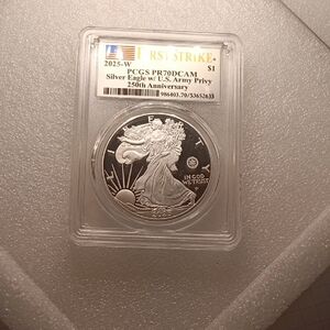 2025-W Silver Eagle PCGS PR70DCAM First Strike - Silver  Army Privy